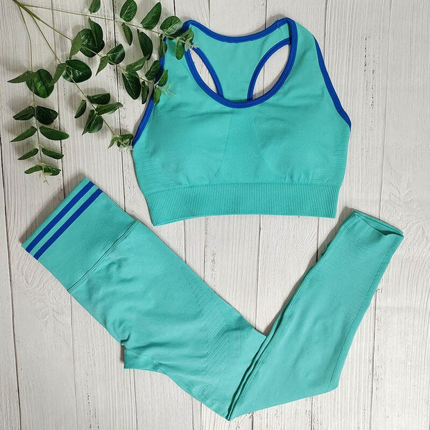 Women Yoga Sets 2 Piece Sport Gym Suits Wear Seamless Running Clothes