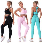 Women Yoga Sets 2 Piece Sport Gym Suits Wear Seamless Running Clothes