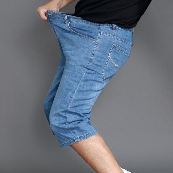 Oversized Denim Shorts Thin Men Fat Men Enlarged Denim Shorts Summer Fat Men Loose Fitting High Waisted Stretch Jeans