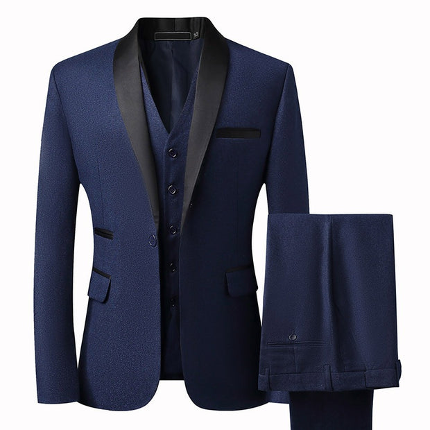 Suit Groom Suit Set Men's Three Piece Slim Fit Korean Version Wedding Dress Business Casual Handsome Suit