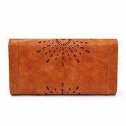 Hollow Out Pattern Retro Wallet Female Purse PU Leather handbag practical Women wallets and purses Vintage Long Wallets