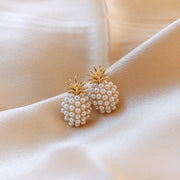 Pineapple Pearl Earrings French Exquisite High-End Ear Jewelry Women's Fashion Earrings 925 Tremella Needles