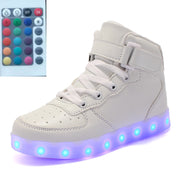 High-top LED Luminous Shoes Remote Control Light Shoes Square Ghost Dance Light Shoes Luminous Running Shoes Men And Women Shoes