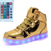 High-top LED Luminous Shoes Remote Control Light Shoes Square Ghost Dance Light Shoes Luminous Running Shoes Men And Women Shoes