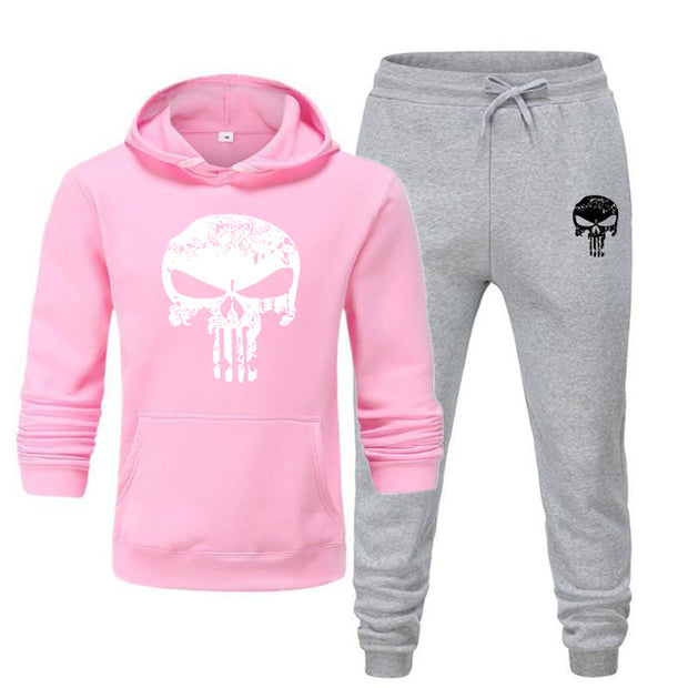 Pieces Sets Tracksuit Men Skull Brand Autumn Winter Hooded