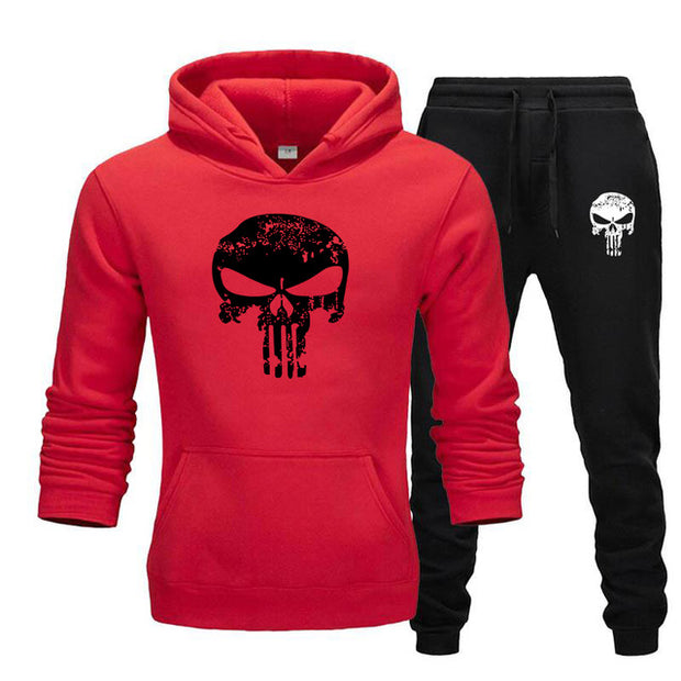 Pieces Sets Tracksuit Men Skull Brand Autumn Winter Hooded