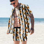 Floral Shirt Beach Two Piece Suit New Fashion Men Sets