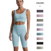 Threaded Yoga Suit Sportswear Summer Short-Sleeved Shorts Bra Tight-Fitting Clothes