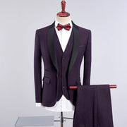 Wedding Suits For Men Shawl Collar 3 Pieces Slim Fit Burgundy Suit Mens Royal Blue Tuxedo Jacket