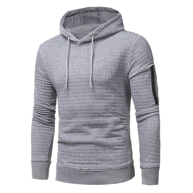 Men Sweatshirt Hoodie With Arm Zipper Long Sleeve Slim Tops