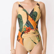 Printed Crinkle Chic One Piece Swimsuit Summer Swiming Suit Luxury Monokini Sexy Swimwear For Girl With Cover Up