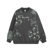 Glow Night Cashew Flower Printing Fleece Sweater