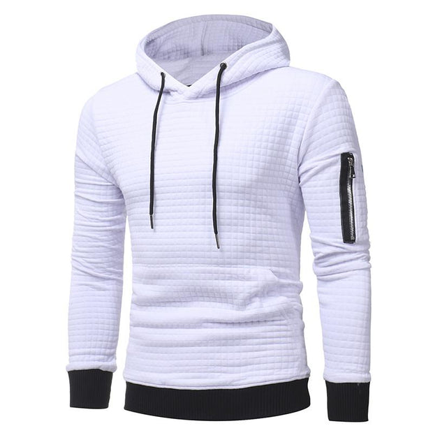 Men Sweatshirt Hoodie With Arm Zipper Long Sleeve Slim Tops