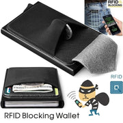 Business Men Credit Card Wallet Aluminum Cash ID Card Holder  Case Blocking Slim Metal Wallet Coin Purse Black