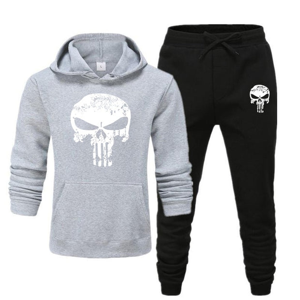 Pieces Sets Tracksuit Men Skull Brand Autumn Winter Hooded