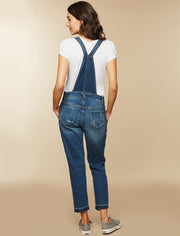 Womens Indigo Blue Side Panel Skinny Ankle Length Denim Overalls