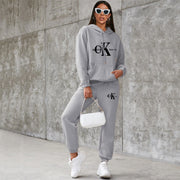 Letter Print Tracksuit Long Sleeve Pullover Sweatshirt Jogger Pants Sweatsuit