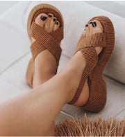 European and American Large New Summer Style Casual Thick Sole Lazy Slope Heel Crossover with Towel Slippers ins