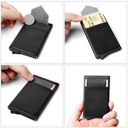 Business Men Credit Card Wallet Aluminum Cash ID Card Holder  Case Blocking Slim Metal Wallet Coin Purse Black