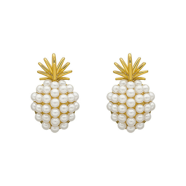 Pineapple Pearl Earrings French Exquisite High-End Ear Jewelry Women's Fashion Earrings 925 Tremella Needles