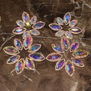 New Exaggerated Rhinestone Earrings Fashionable And Luxurious High-Grade Flower Shaped Rhinestone Shiny Earrings