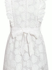 EMBROIDERED LACE WOOD EAR HEM DRESS