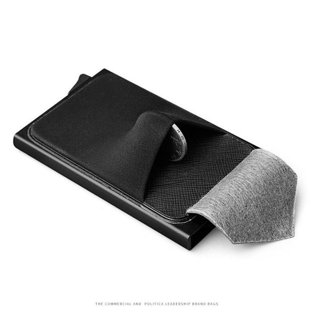 Business Men Credit Card Wallet Aluminum Cash ID Card Holder  Case Blocking Slim Metal Wallet Coin Purse Black