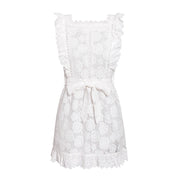 EMBROIDERED LACE WOOD EAR HEM DRESS