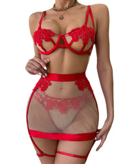 New Valentine's Day Embroidery Cut-Out Sexy Underwear Sexy Suit For Women