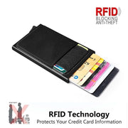 Business Men Credit Card Wallet Aluminum Cash ID Card Holder  Case Blocking Slim Metal Wallet Coin Purse Black