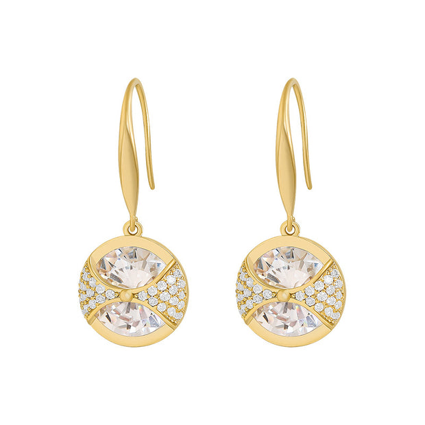 Round Large Diamond Earrings Simple Cool Female Temperament Earrings Fashion Personality Earrings