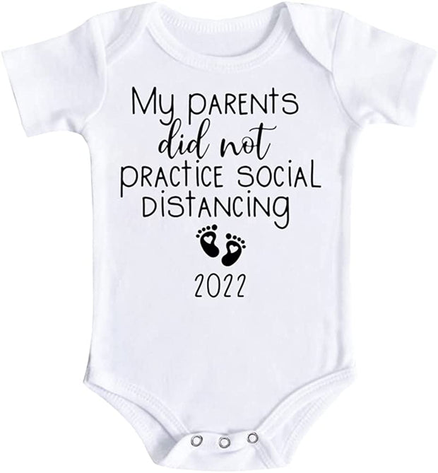 Newborn Baby Funny Social Distancing Quarantine Romper Jumpsuit Pregnancy Announcement Bodysuit Clothes Wear